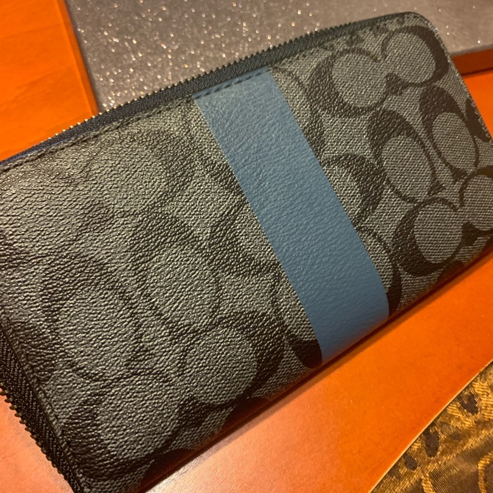 Coach Dark Blue and Black Full Size Wallet